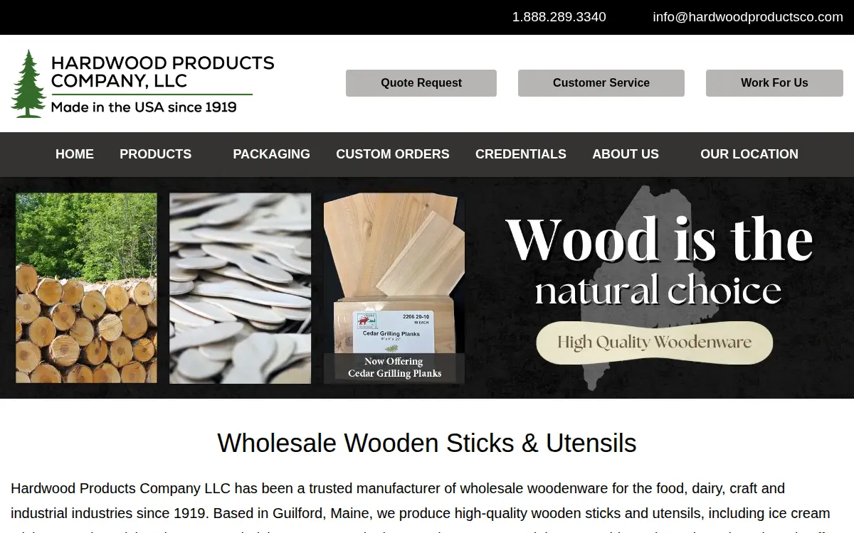 Homepage of Hardwood Products Company, LLC