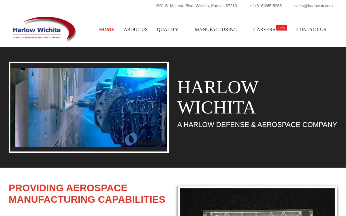Homepage of Harlow Aerostructures, LLC