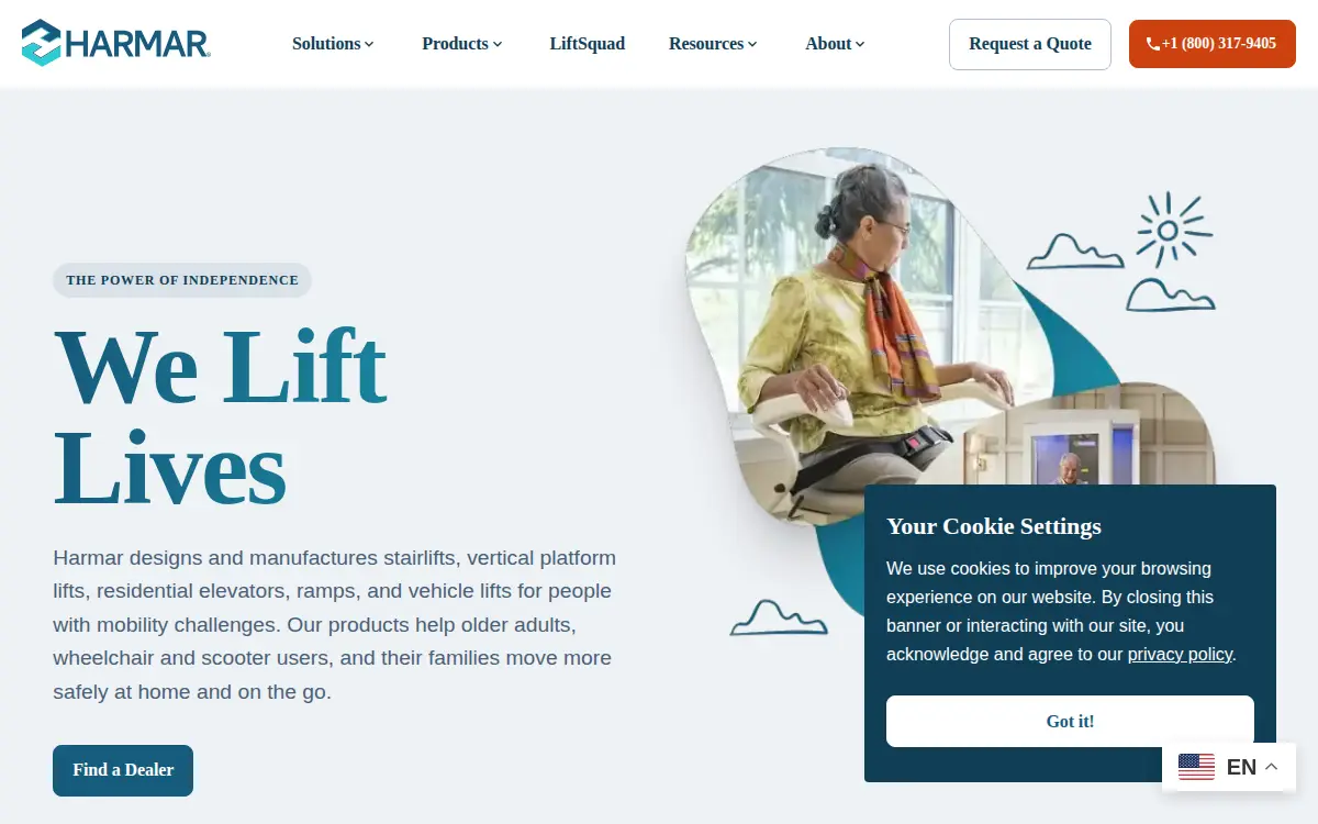 Homepage of Harmar Mobility, LLC