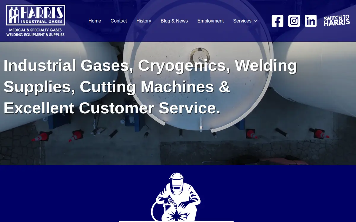 Homepage of Harris Industrial Gases