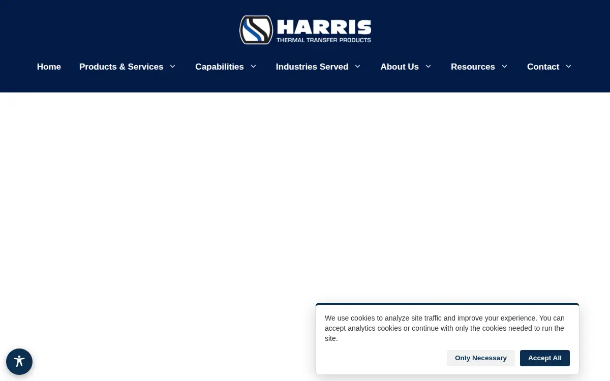 Homepage of Harris Thermal Transfer Products, INC