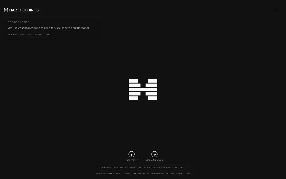 Homepage of Hart Holdings Capital, INC.