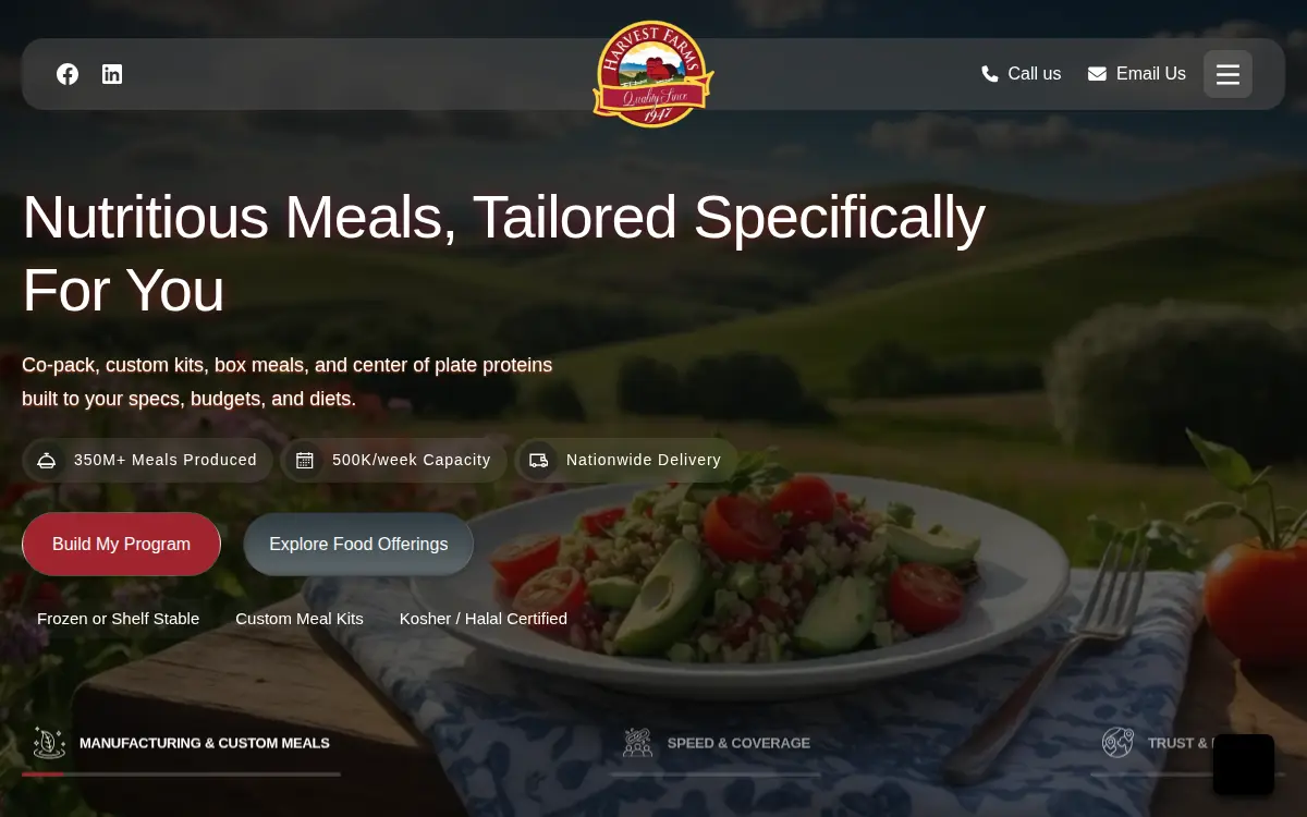 Homepage of Harvest Farms Solutions, INC.