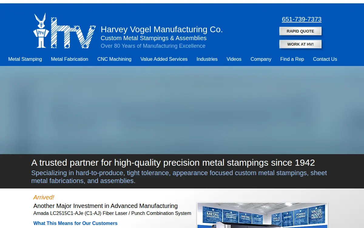 Homepage of Harvey Vogel Manufacturing CO