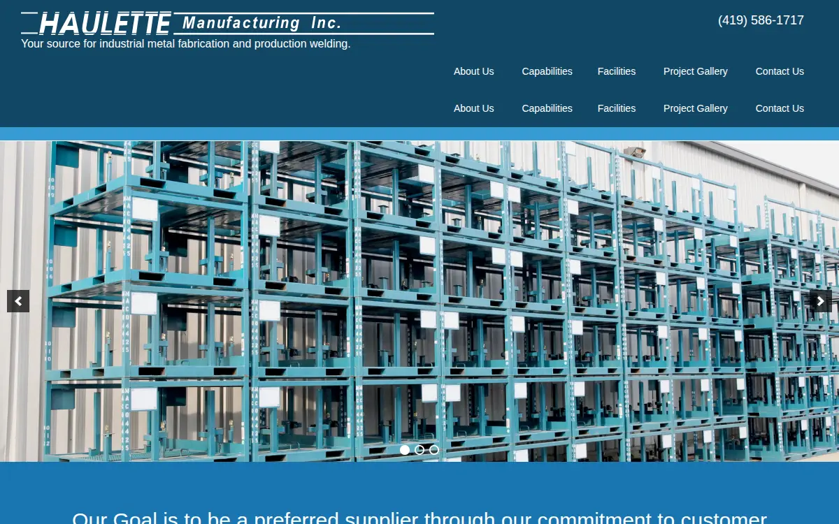 Homepage of Haulette Manufacturing INC
