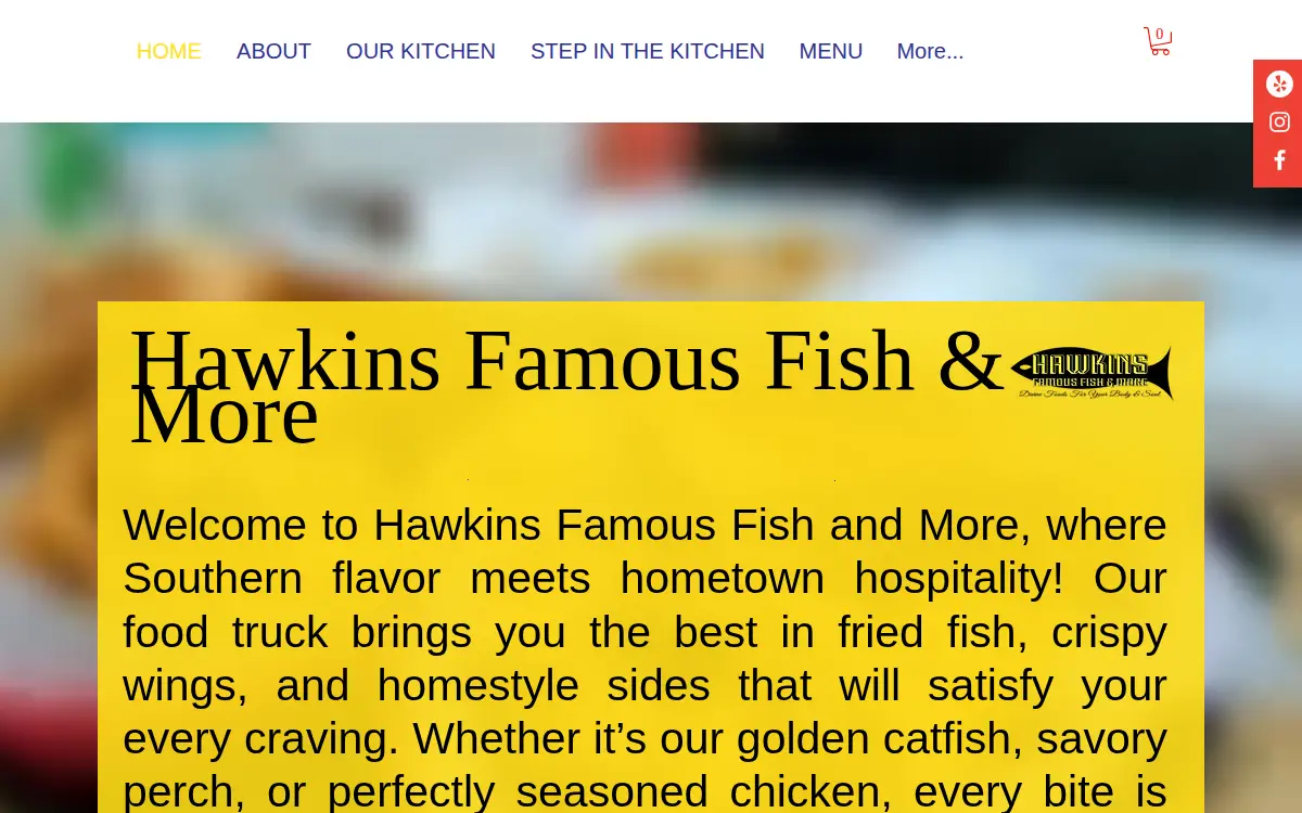 Homepage of Hawkins Famous Fish & More LLC