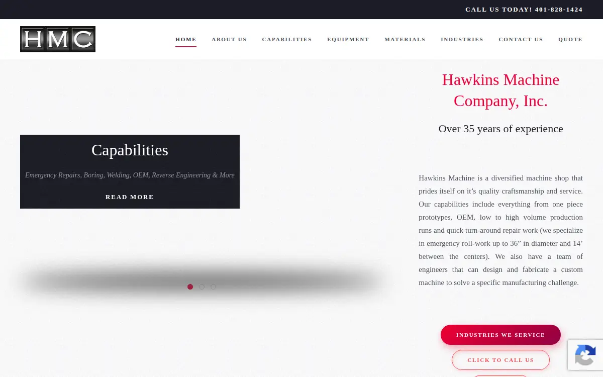 Homepage of Hawkins Machine Company, INC.