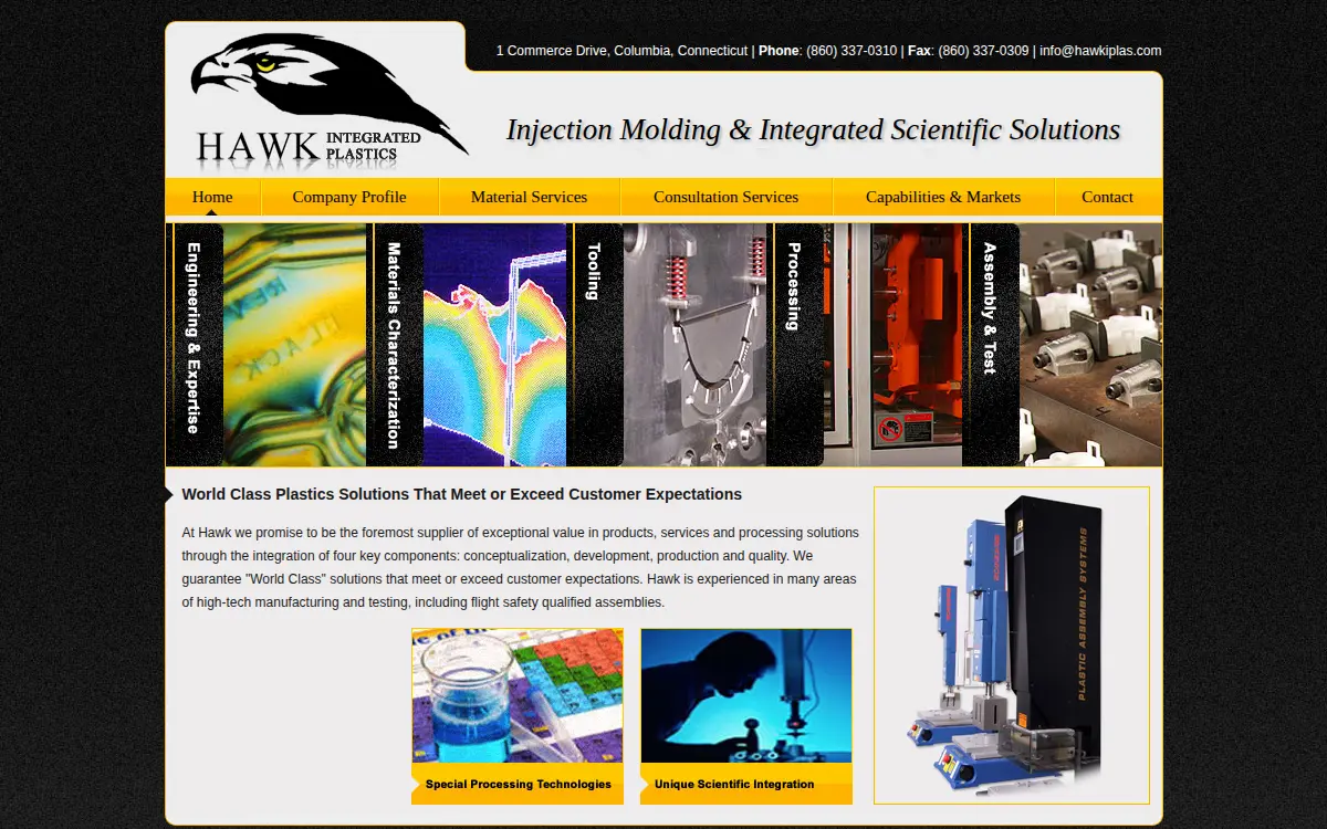 Homepage of Hawk Integrated Plastics, LLC