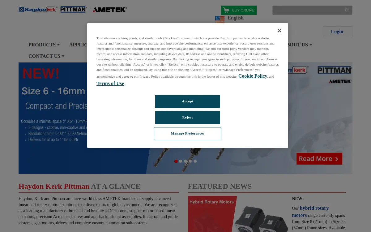 Homepage of Haydon Kerk Motion Solutions, INC.