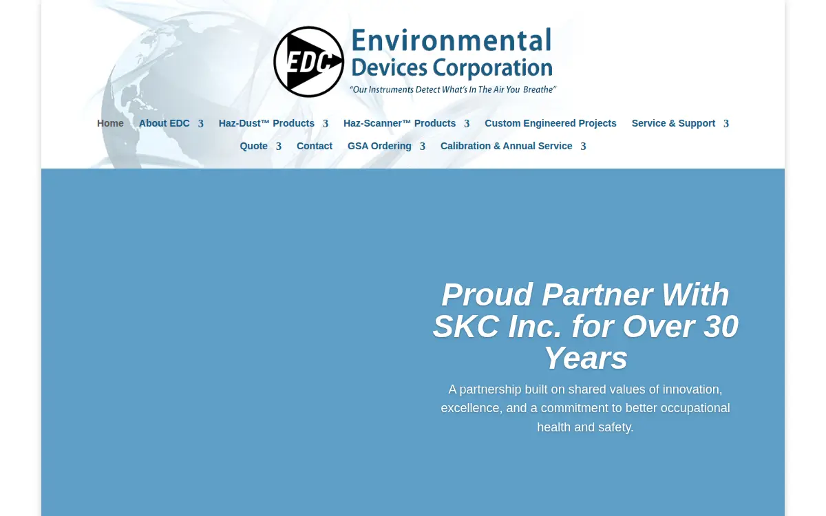 Homepage of Environmental Devices Corporation
