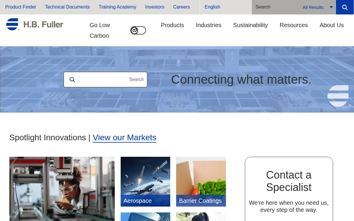 Homepage of H.b. Fuller Company