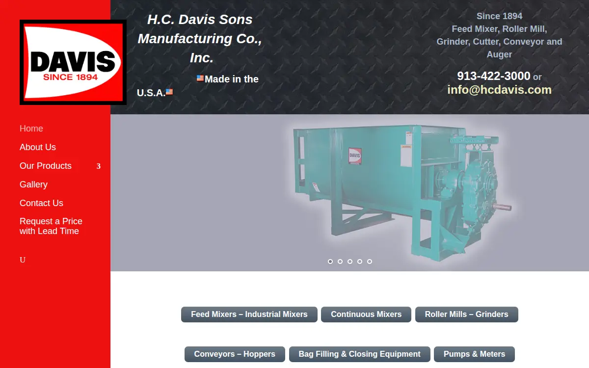 Homepage of H. C. Davis Sons' Manufacturing Co., INC