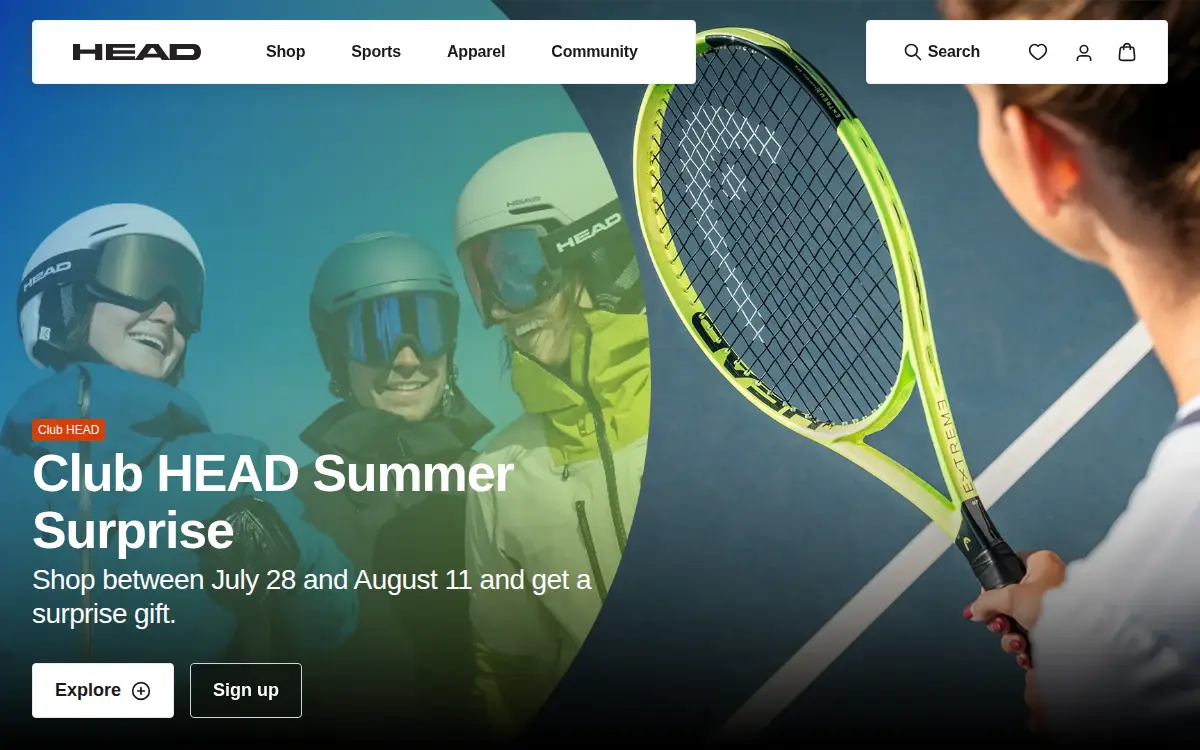 Homepage of Head Usa, INC.