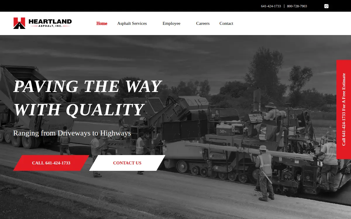 Homepage of Heartland Asphalt, INC