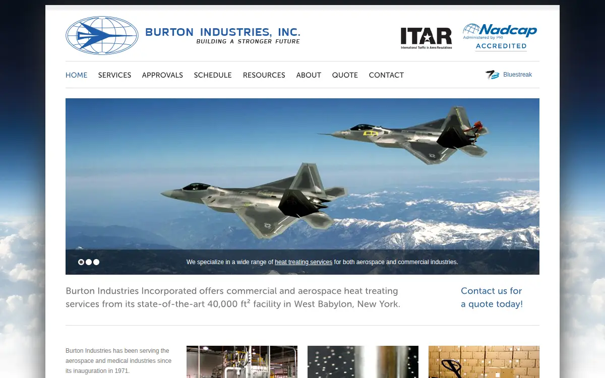 Homepage of Burton Industries INC