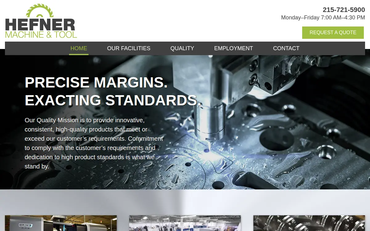 Homepage of Hefner Machine & Tool, INC.