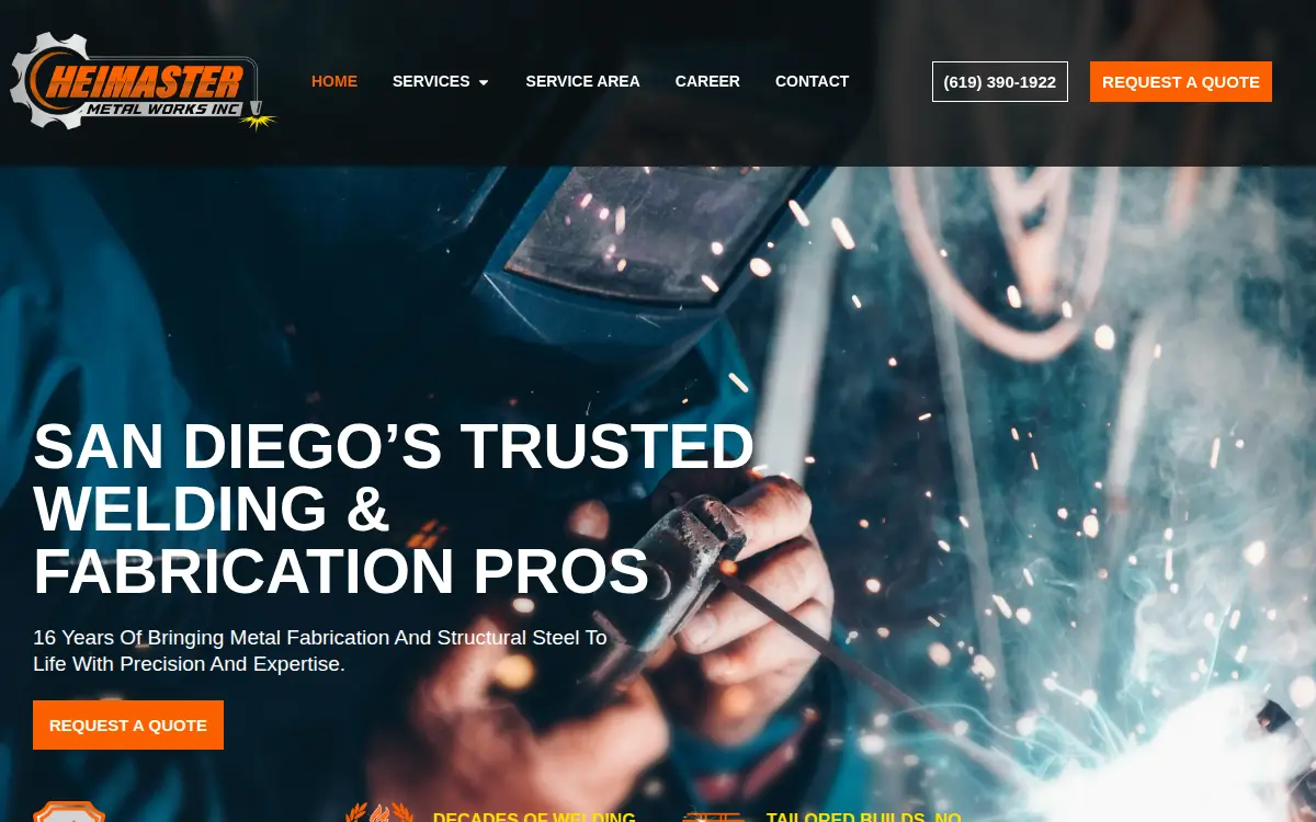 Homepage of Heimaster Metal Works, INC.