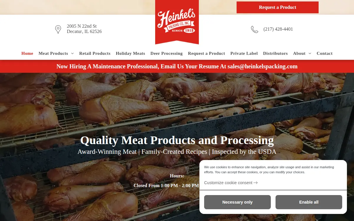Homepage of Heinkel's Packing Company, INC.