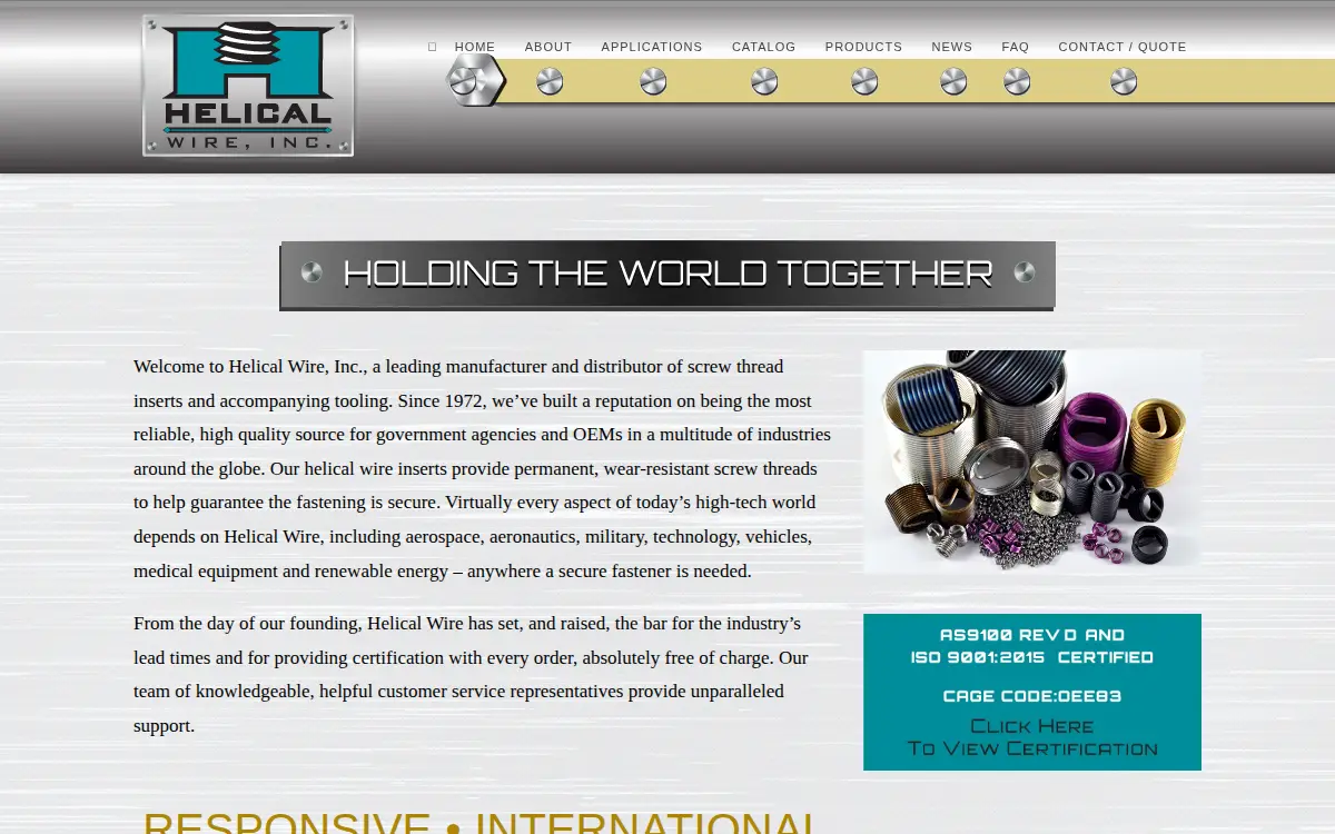 Homepage of Helical Wire INC