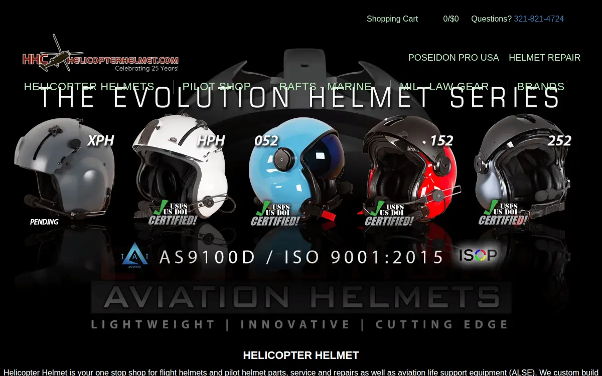 Homepage of Helicopter Helmet LLC