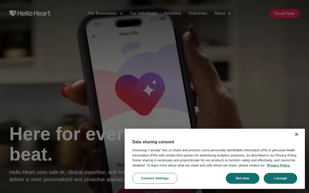 Homepage of Hello Heart INC.