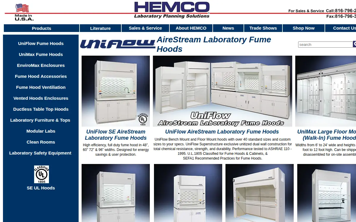 Homepage of Hemco Corporation