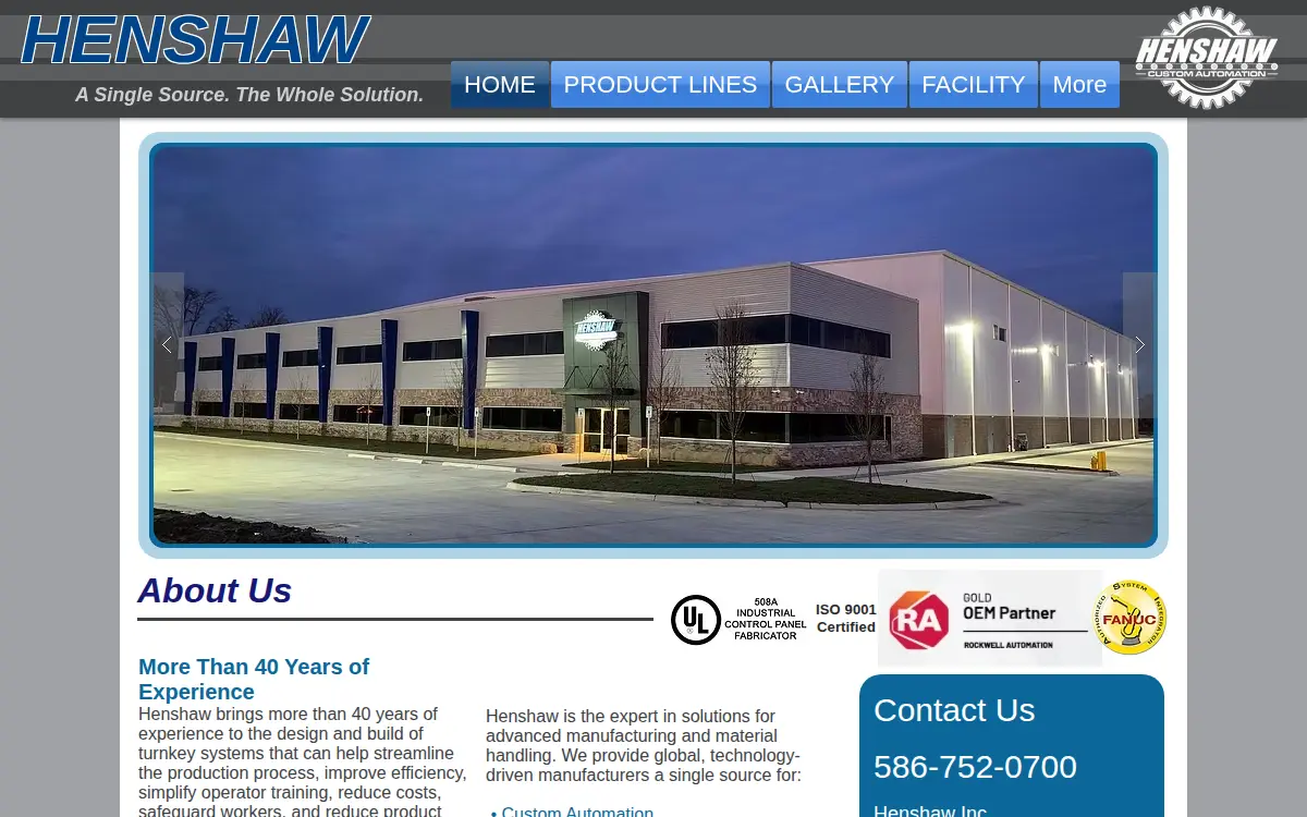 Homepage of Henshaw INC