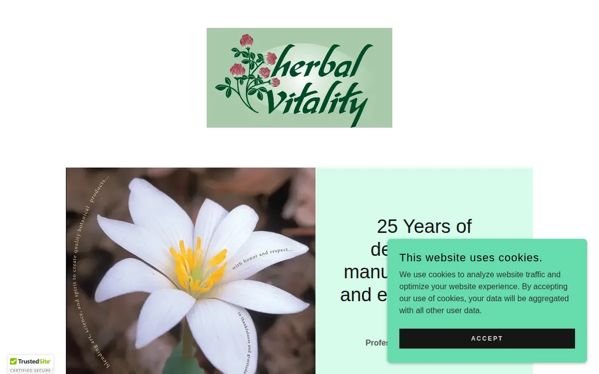 Homepage of Herbal Vitality, INC.