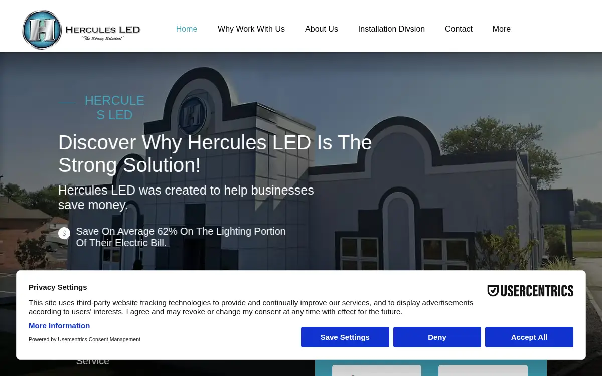 Homepage of Hercules Led, LLC
