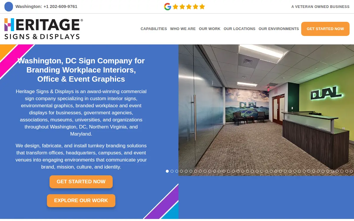 Homepage of Heritage Signs & Displays, INC.
