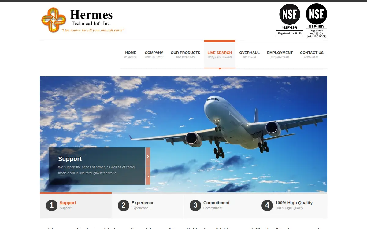Homepage of Hermes Technical International, INC.