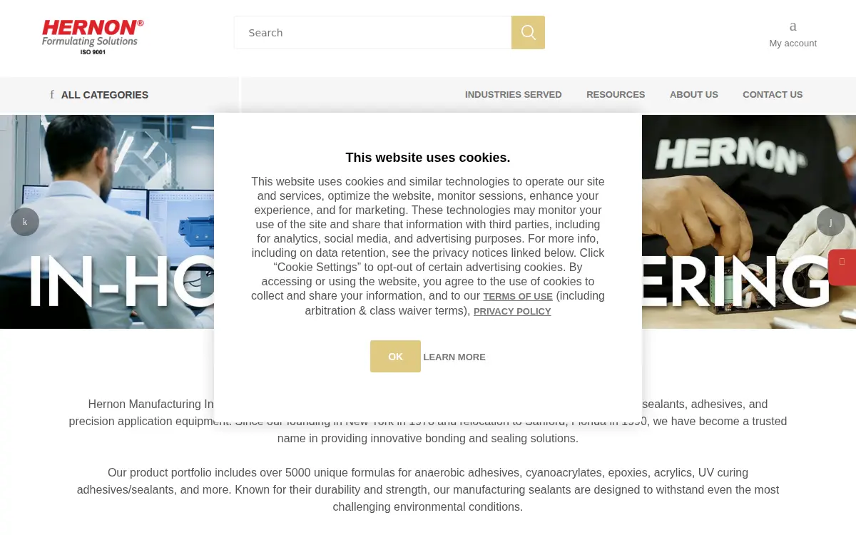 Homepage of Hernon Manufacturing, INC.