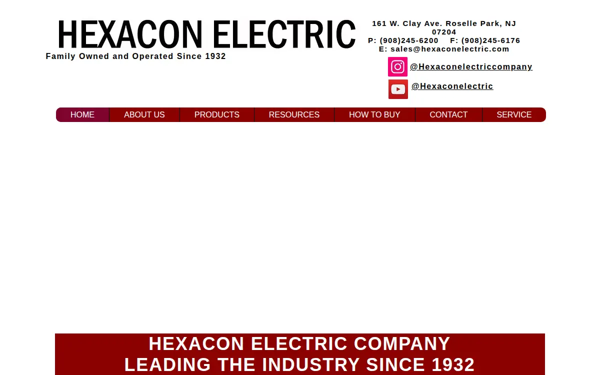 Homepage of Hexacon Electric Company