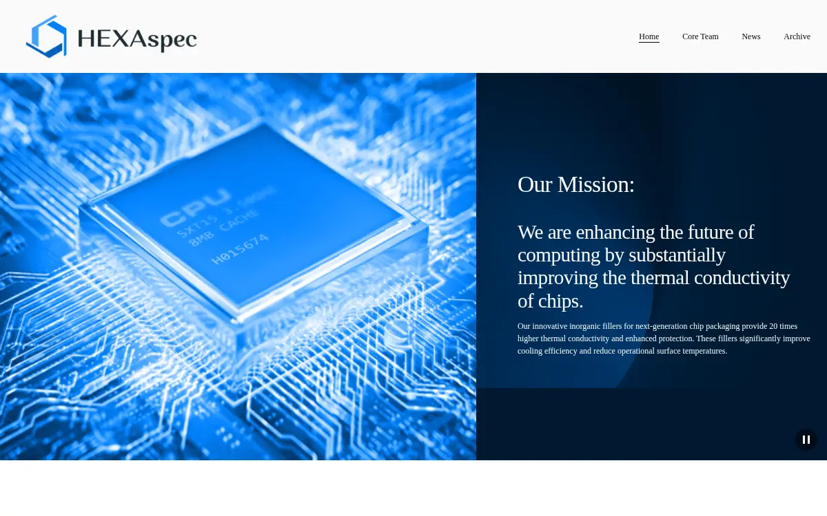 Homepage of Hexaspec INC