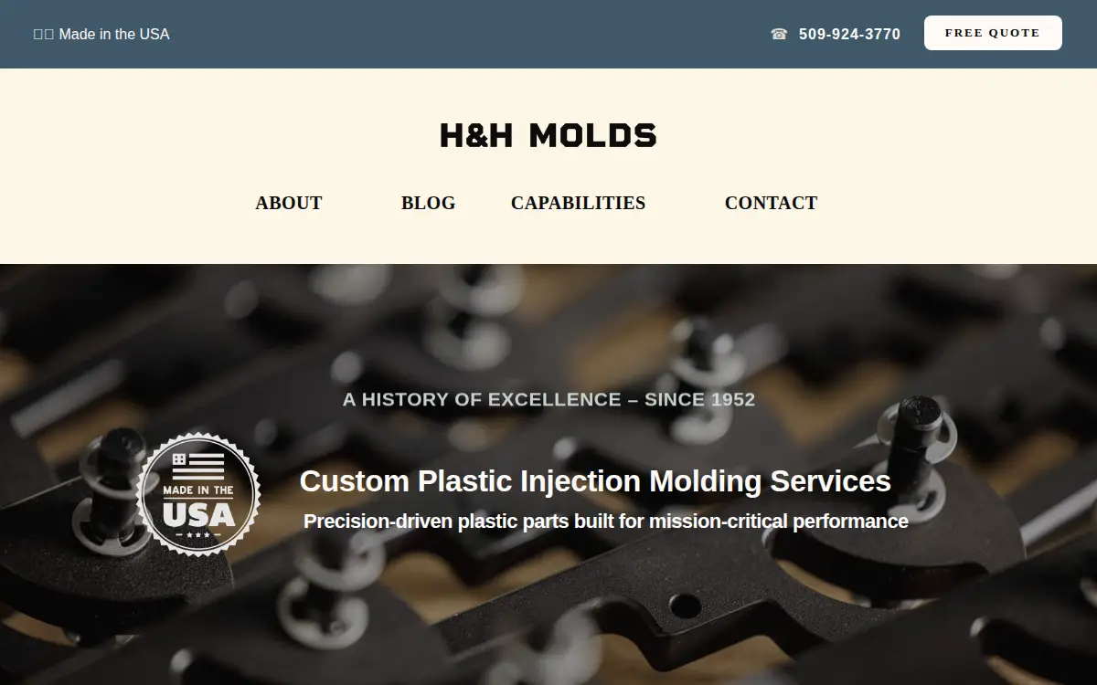 Homepage of H & H Molds, INC.