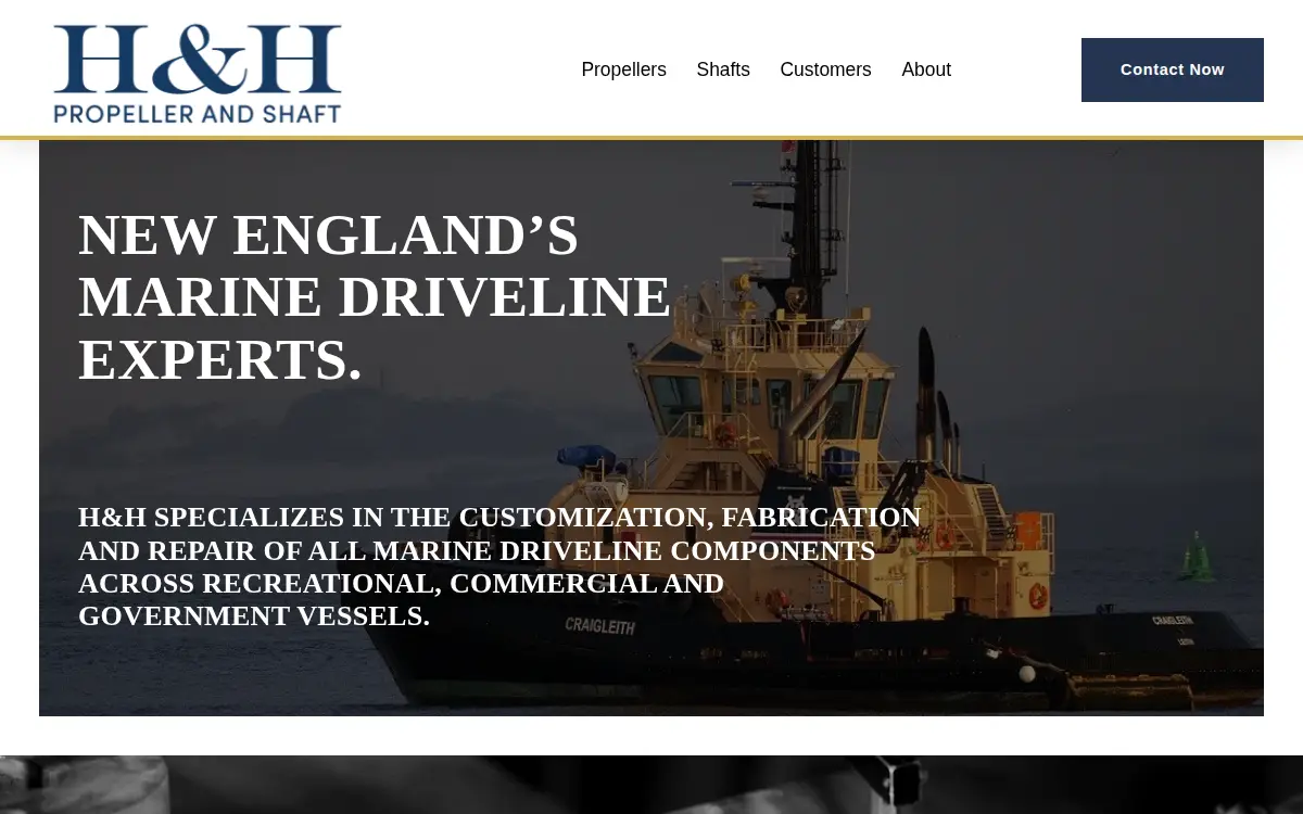 Homepage of H&h Propeller and Shaft, INC