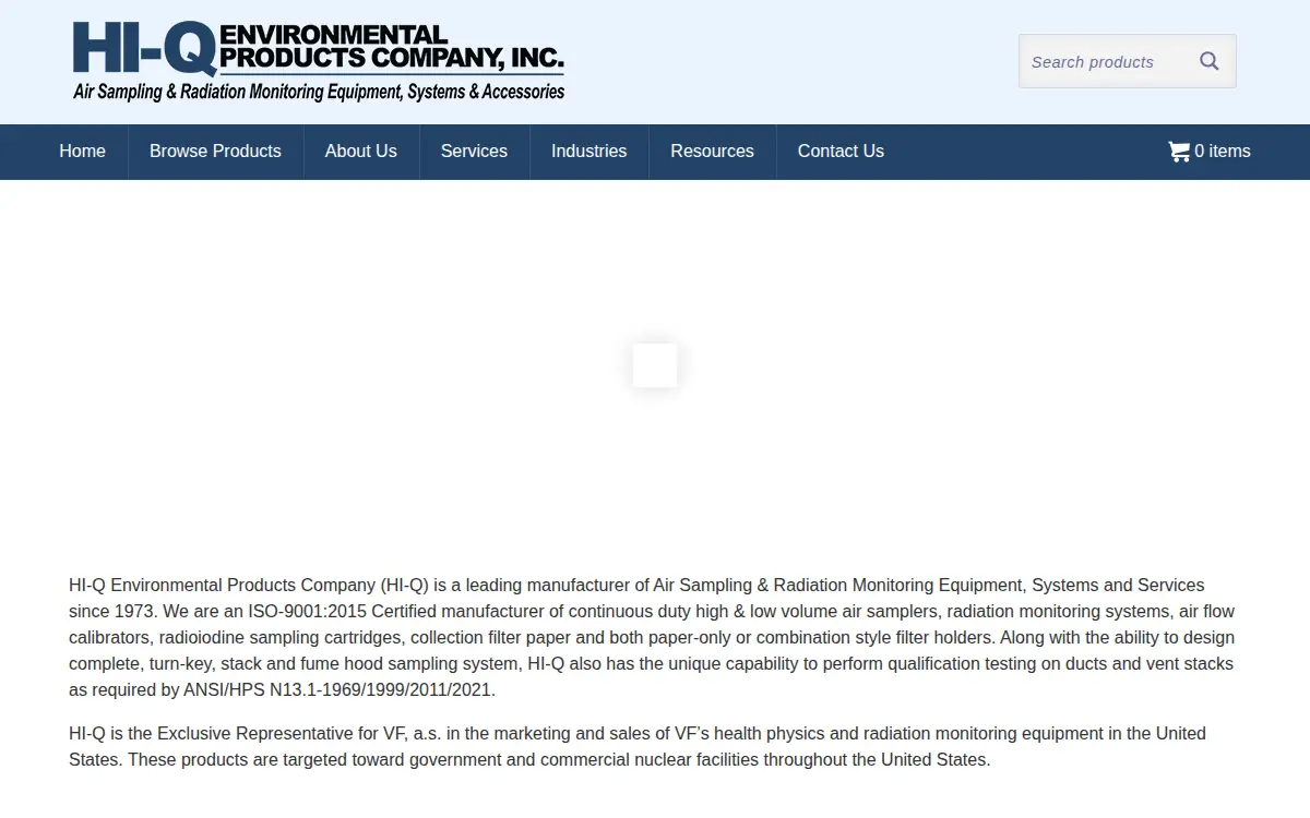 Homepage of Hi-q Environmental Products CO INC