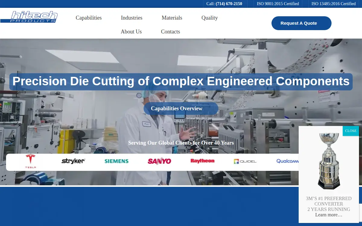 Homepage of Hi-tech Labels, INC