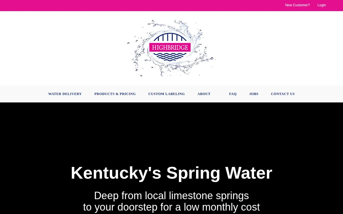 Homepage of Highbridge Spring Water Company, INC.