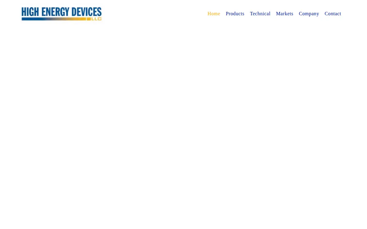Homepage of High Energy Devices, LLC