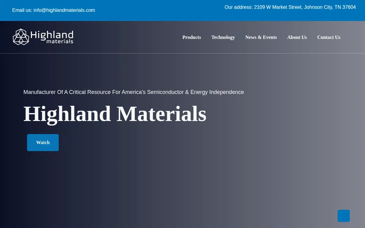 Homepage of Highland Materials, INC.