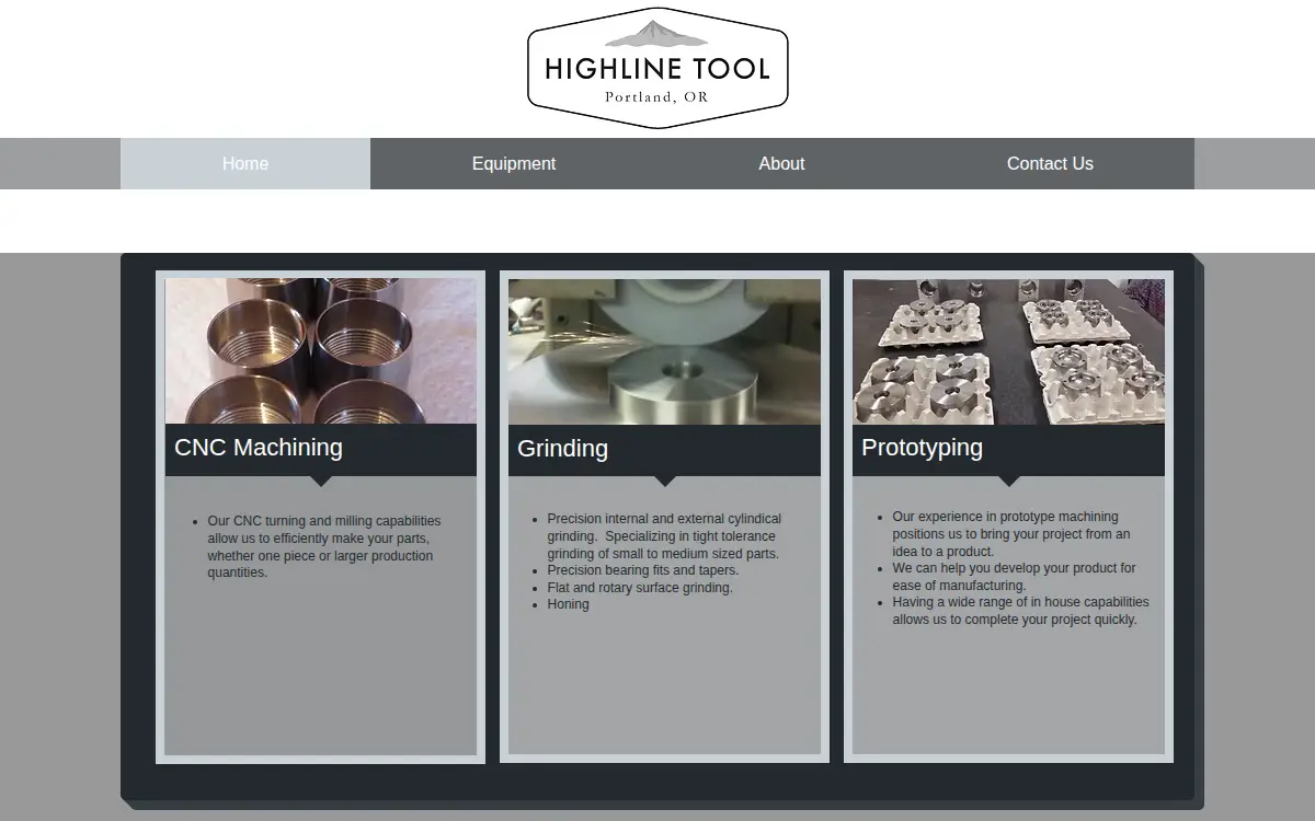 Homepage of Highline Tool INC