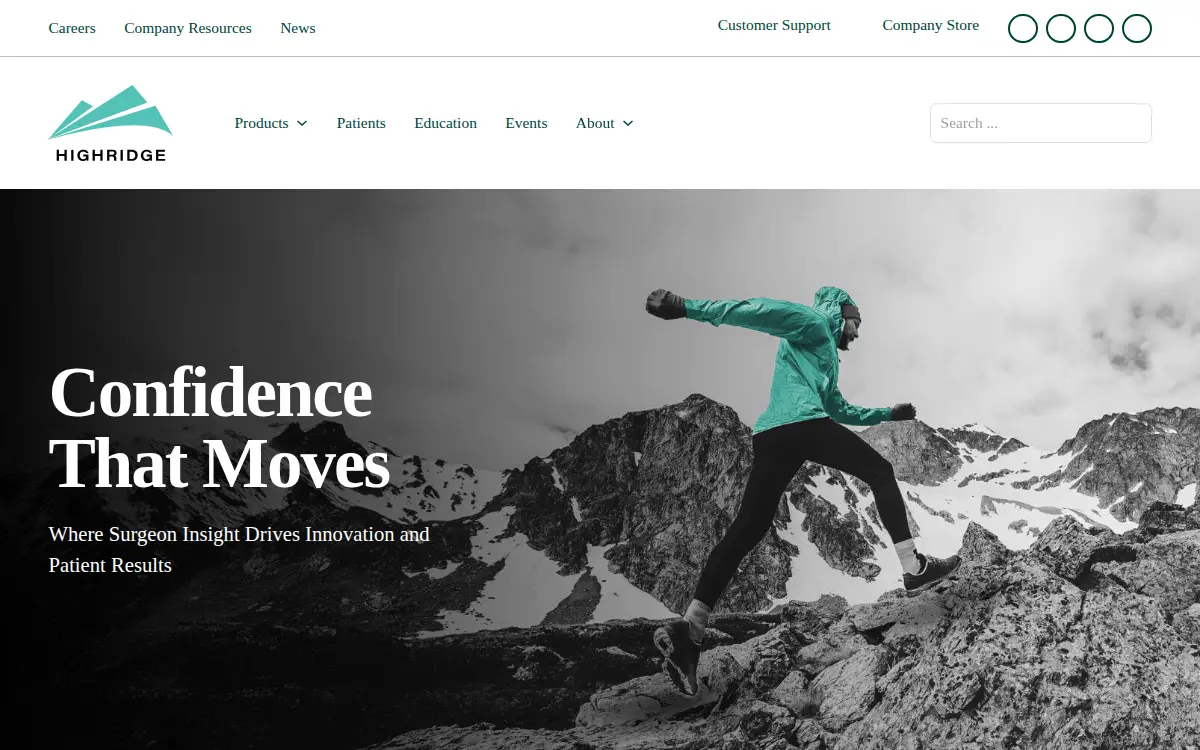 Homepage of Highridge Medical, LLC