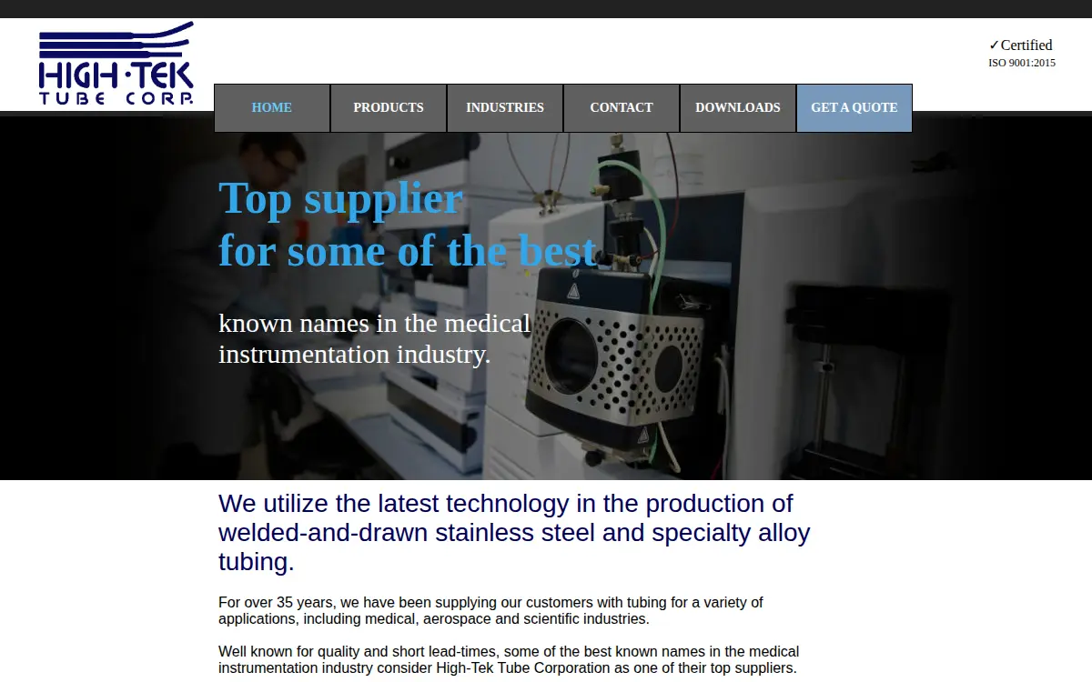 Homepage of High-tek Tube CORP