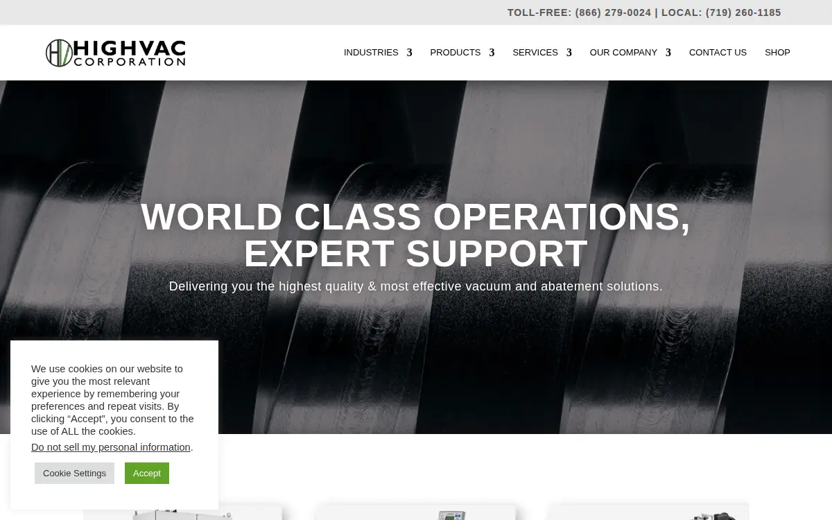 Homepage of Highvac CORP.