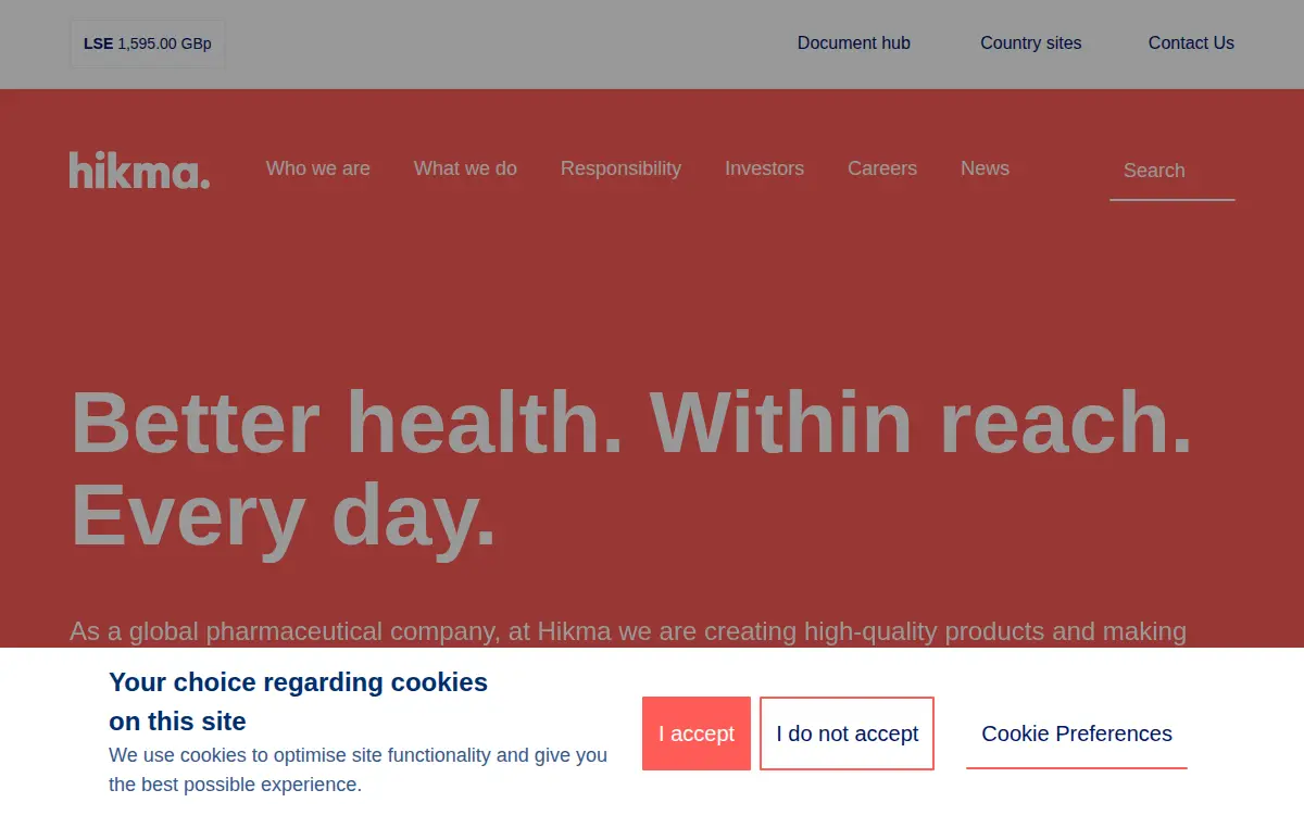 Homepage of Hikma Pharmaceuticals USA INC.