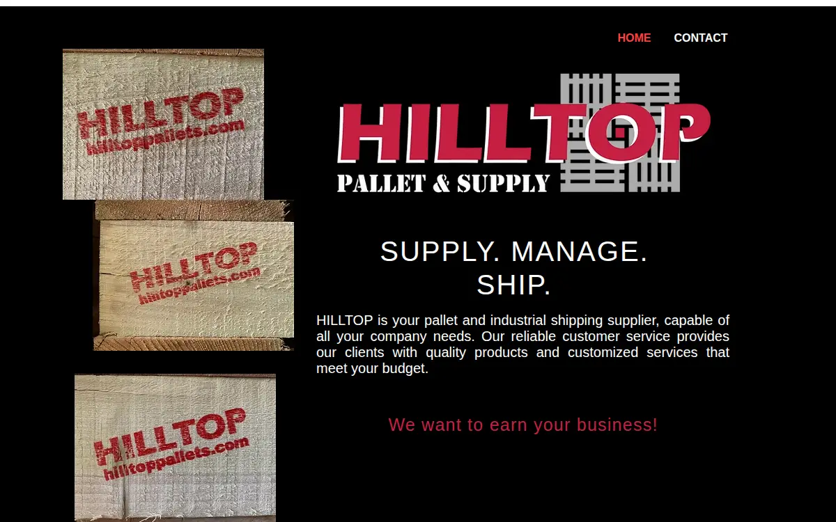 Homepage of Hilltop Pallets LLC