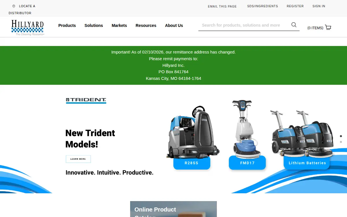 Homepage of Hillyard INC