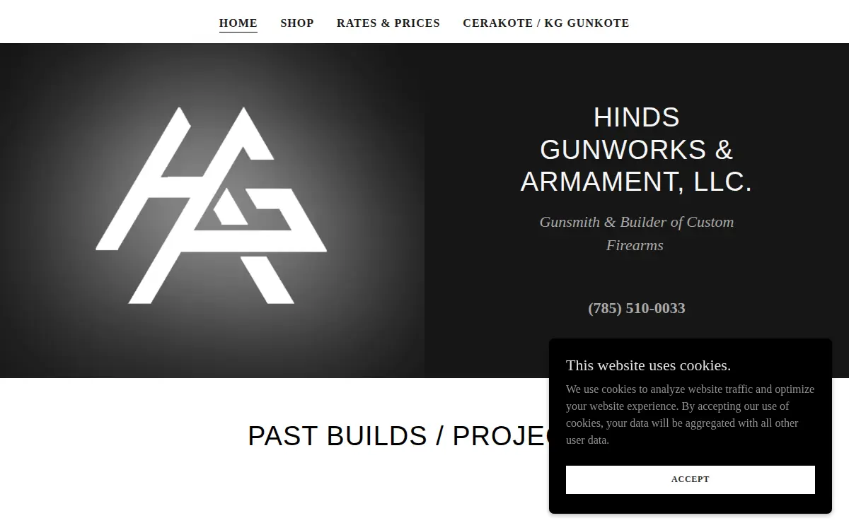 Homepage of Hinds Gunworks & Armament LLC
