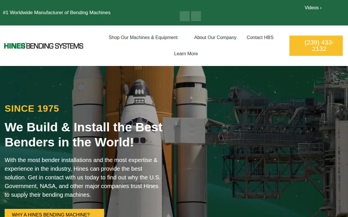 Homepage of Hines Bending Systems, INC.
